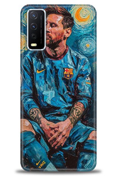 Rulet Aksesuar حافظة سيليكون متوافقة مع هاتف Vivo Y20S HD مطبوع + واقي شاشة م...