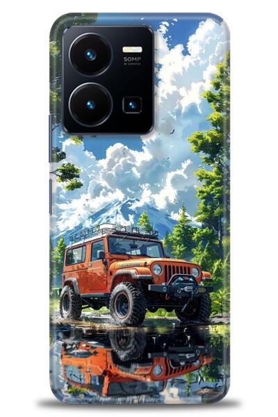 Rulet Aksesuar جراب سيليكون متوافق مع هاتف Vivo Y22S HD مطبوع + واقي شاشة سير...