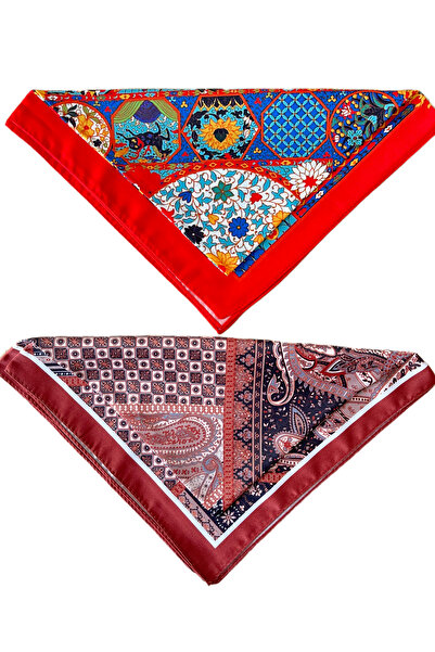 Rupen Kraft 2-piece satin bandana set - satin scarf & satin bag accessory - custom pattern bandana 45x50 cm
