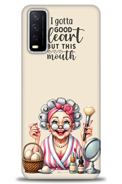 Rulet Aksesuar جراب سيليكون متوافق مع هاتف Vivo Y20 HD مطبوع + واقي شاشة سيرا...