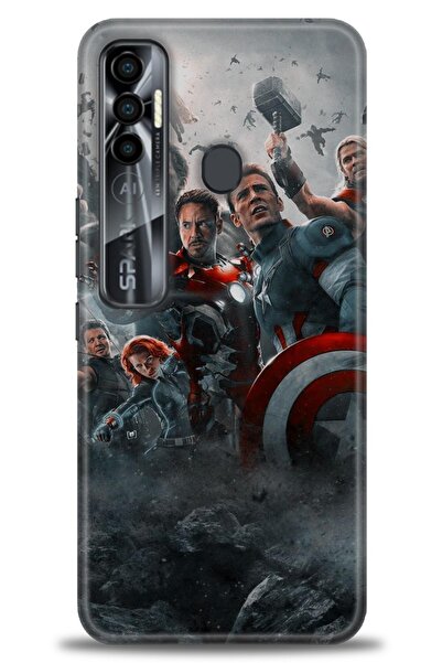 Rulet Aksesuar حافظة سيليكون HD مطبوع متوافقة مع هاتف Tecno Spark 7 Pro + واق...