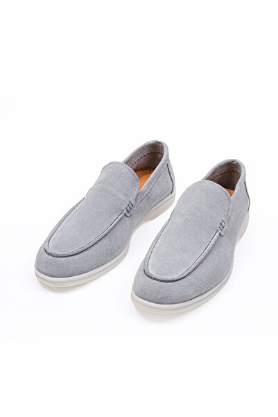 Vantaggio Loop Gray Suede 100% Genuine Leather Men's Loafer Shoes
