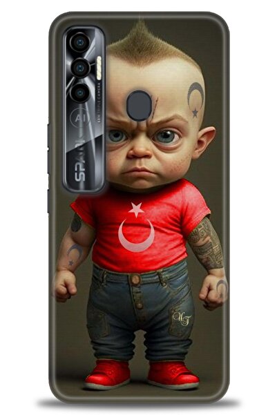 Rulet Aksesuar حافظة سيليكون HD مطبوع متوافقة مع هاتف Tecno Spark 7 Pro + واق...