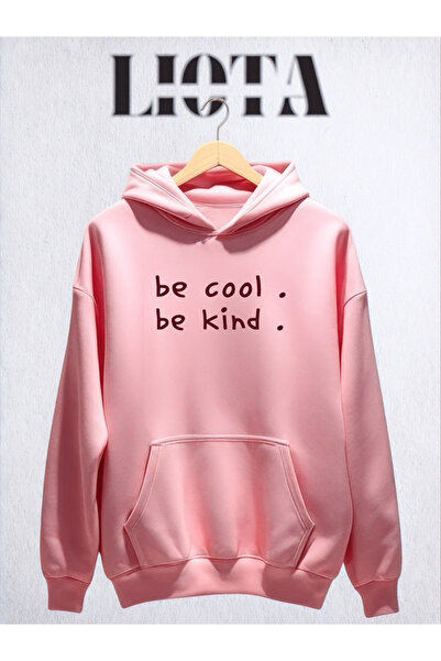 Vordevia Hanorac supradimensionat din bumbac cu 3 fire, imprimat cu „Be Cool ...