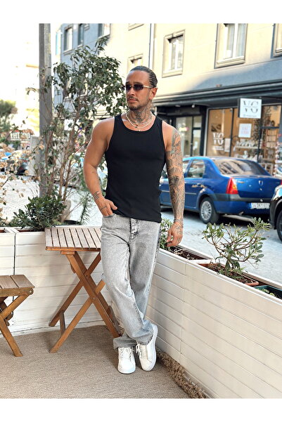 manch collection Ανδρικό μπλουζάκι κοτλέ μαύρο