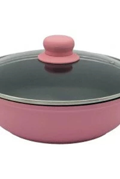 Voyager Pink Pot with Heat-Resistant Glass Lid 28 CM