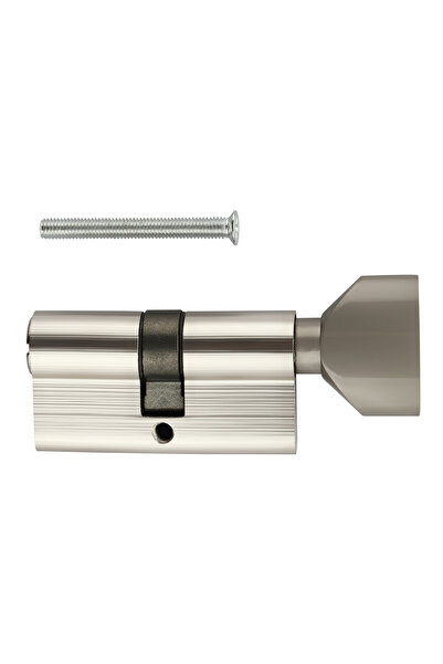 Lawazim قفل أسطواني بإبهام - 60 مم فضي غير لامع بدون مفتاح، تصميم أوروبي، مع ...