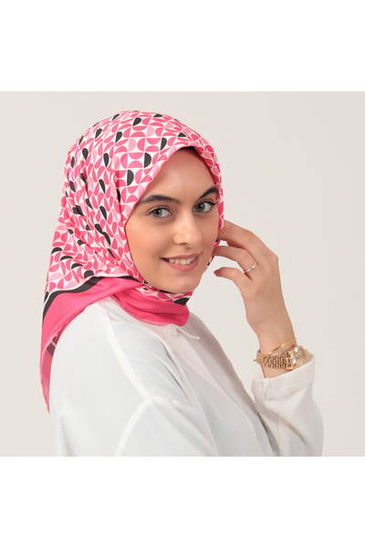 ipekistanbul Twill Eşarp - Puzzle Desen - Fuşya