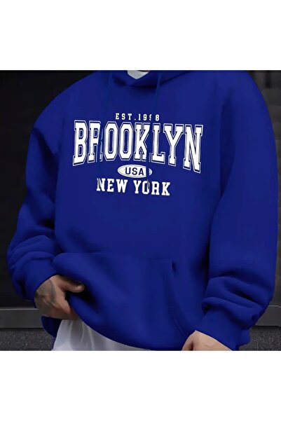 H&GHAMLEGİYİM طباعة جرافيك بروكلين 1998، سترة رجالية مريحة بأكمام طويلة وياقة...