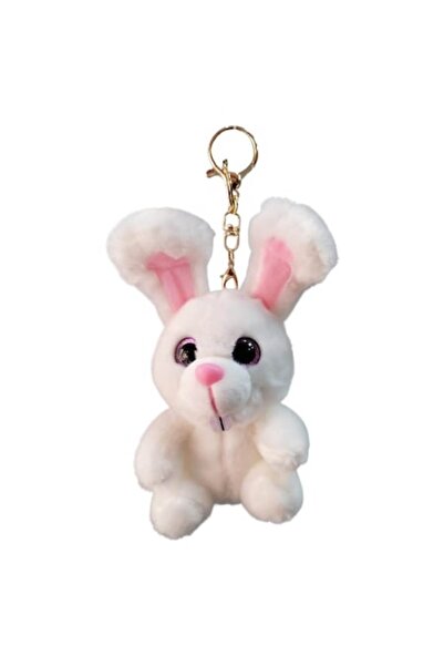 OEM Jucărie de pluș, Iepure, Tip breloc, Alb, 15 cm
