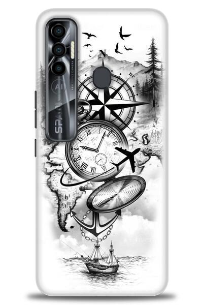 Rulet Aksesuar Tecno Spark 7 Pro Compatible Hd Printed Silicone Case + Cerami...