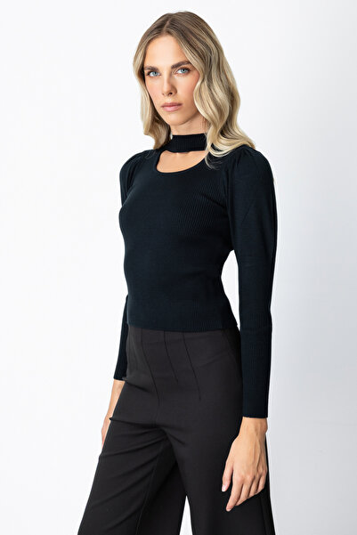 ON Pulover cu mâneci cu balon și detaliu pentru fereastră