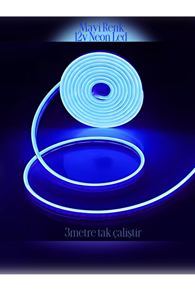 evkahome Mavi Renk Neon Led Tak Çalıştır - 1-2-3 Metre Neon Şerit Led Esnek S...