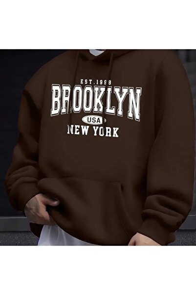 H&GHAMLEGİYİM طباعة جرافيك بروكلين 1998، سترة رجالية مريحة بأكمام طويلة وياقة...