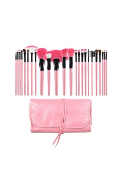 MIMO Pensule Roz pentru Machiaj - Make-up Pink Brushes Set 24pcs