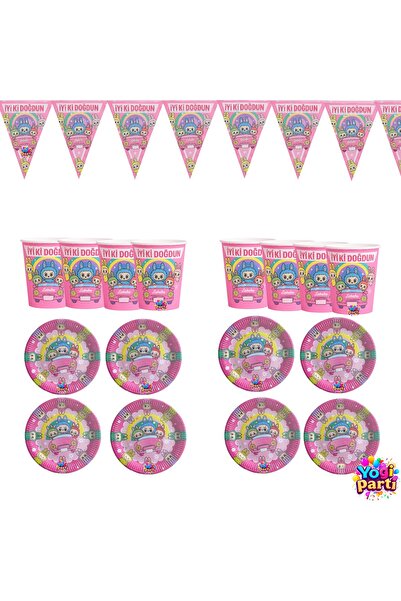 Yogi parti Labubu 8Kişilik Tabak, Bardak, Flama Bayrak Doğum Günü Eko Konsepti