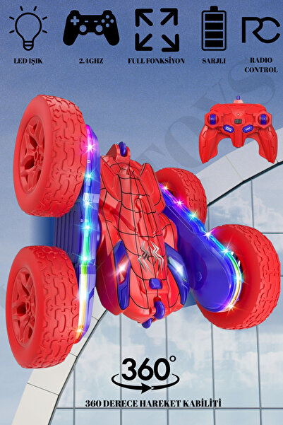 kosetoys Uzaktan kumandalı araba 4x4 akrobatik full fonksiyon led ışıklı akrobat araba 2.4 ghz