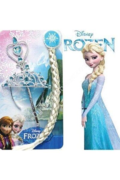 paraply Öğretici Oyuncaklar Frozen Elsa Peruğu Seti Elsa Peruk Saç + Taç + As...