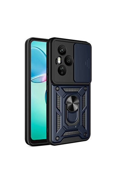 BUTAM BİLİŞİM Honor 400 Pro Case Magnetic Stand Camera Protection Tough Sliding Vega Cover - Blue