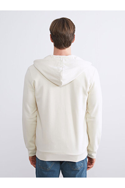LC Waikiki Beige Hooded Long Sleeve Men's Zip-Up Sweatshirt