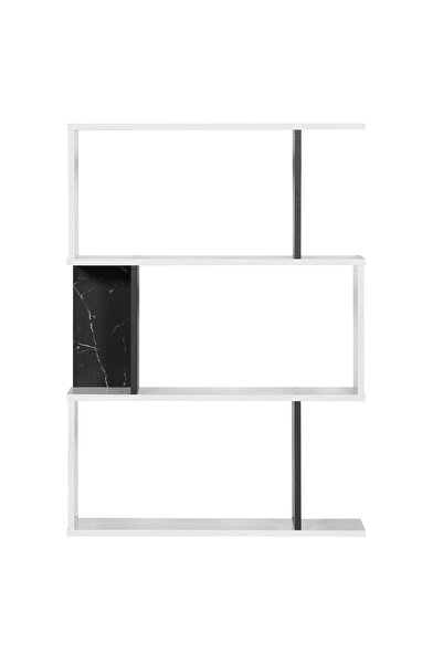 BAITY Wood Shelf Unit with Open Design, 3 Tiers, White and Black Color