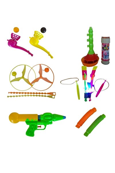 ÇEŞİT SEPETİM Children's Development Toys Economic Entertainment Set Medium Ufo Saucer Zurna Bubble Lighted Slingshot Pipe Ball
