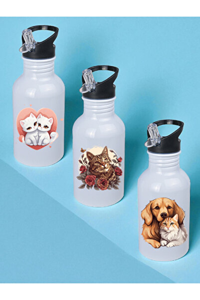 lili hediyelik Cat-Themed 3-Piece Flask Set - Valentine's Day Gift, Birthday Gift, Mother's Day Gift