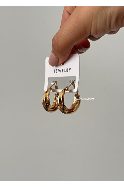 aksesuaris 3-Piece Look Ring Women's Earrings