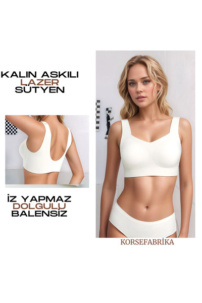 KORSEFABRİKA Thick Strap Padded Wireless Invisible Non-Marking Laser Bra