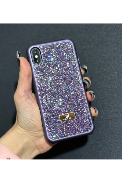 HYPERSOFT Iphone Xr (6.1 inç) Uyumlu Parlak Pırlanta Taşlı Elmas Işıltılı Swr...