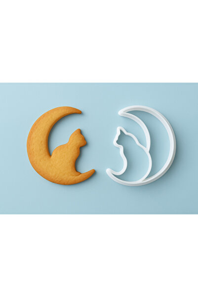 Rapithwin Cat and Moon Design Cookie Mold Shaper Cutter
