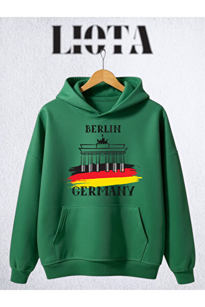 Vordevia Hanorac din bumbac supradimensionat cu imprimeu Berlin, cu 3 fire