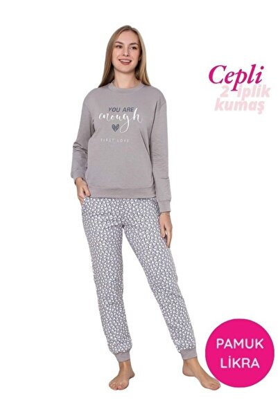 GUAVA+ Women's Crew Neck Ankle Cuff/Elasticated 2 Thread Cotton Pocketed Winter Jogger Sweatsuit Pajama Set