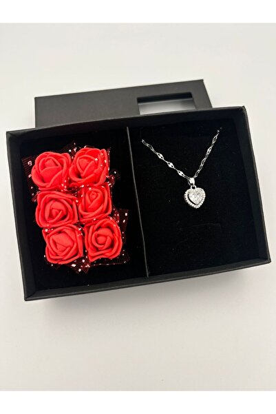 Sepetten Eve Çelik Kararmaz Kalp Kolye Güllü Kutuda 14 Şubat Sevgililer Günü ...