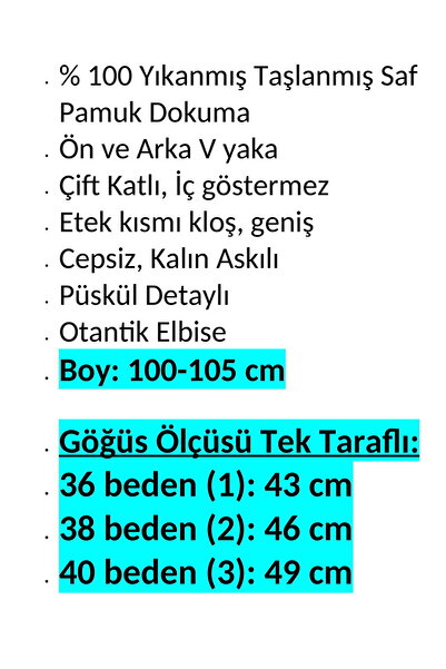 anne moda ankara Authentic Dress...Thick Straps, 100% Washed Stonewashed Pure Cotton, V-Neck, Double Layer