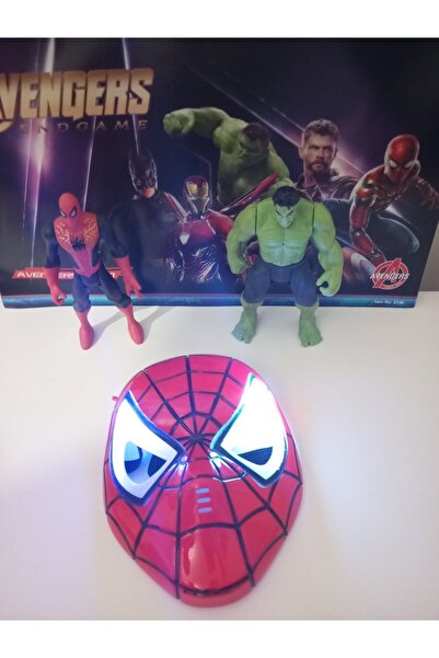 ÇEŞİT SEPETİM Children's Developmental Toys Avngers Light-Up Spider-Man Mask Hulk and Spider Man 20cm Character Toy