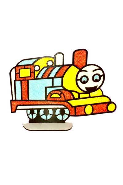 NEWBRENDHOME لعبة تعليمية للأولاد: قطار توماس الخشبي للرسم بالألوان: ارسم وصن...