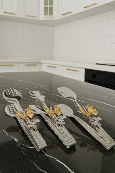 sui home Butterfly Silver Elegant Service Presentation Set 3-Piece Tongs Set Stainless Steel
