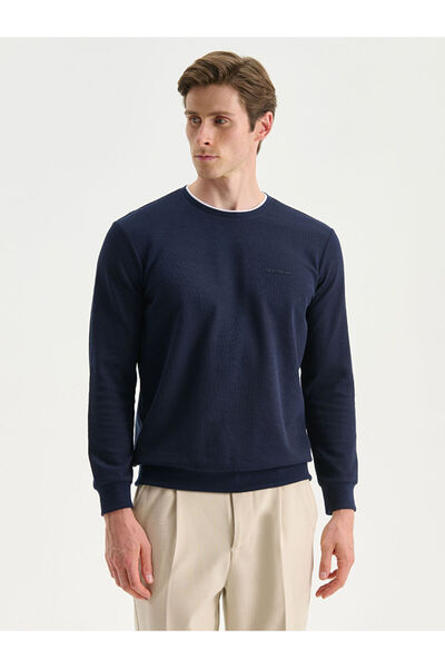 LC Waikiki Hanorac pentru bărbați cu imprimeu cu decolteu bleumarin