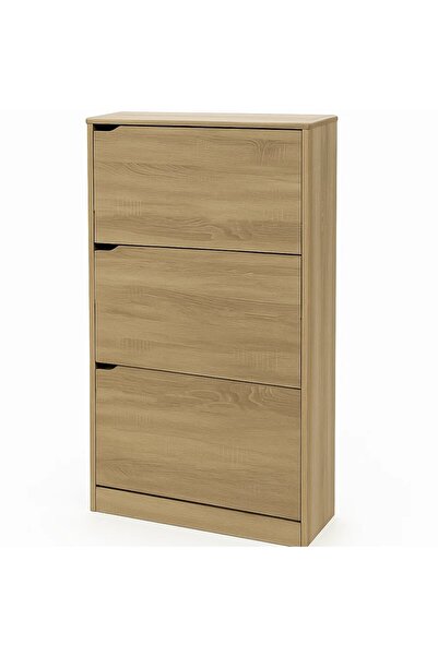 Vi Markets Stylish three-drawer shoe cabinet with a simple wooden design that fits in a variety of spaces.