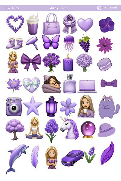 MirayDesign 1 foaie de autocolante tematice de culoare violetă de 12*17 cm pe...