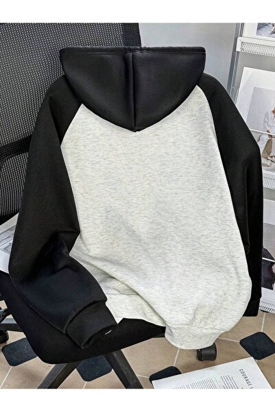 MOONBULL УНІСЕКС РЕГЛАНОВИЙ КОЛЬОРОМ БОСТОНСЬКИЙ ПРИНТОВАНИЙ КАПЮШОНОВИЙ СВІТШОТ