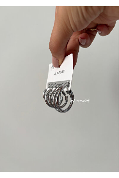 aksesuaris 6-Piece Plated Hoop Earring Set 3 Different Sizes
