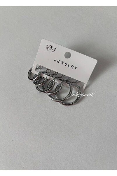 aksesuaris 6-Piece Plated Hoop Earring Set 3 Different Sizes