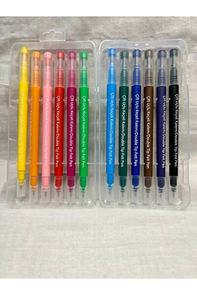 VİOLE ACCESSORİES 12 Renkli Çift Uçlu Keçeli Kalem/ 12 Renk İnce Ve Kalın Uçl...
