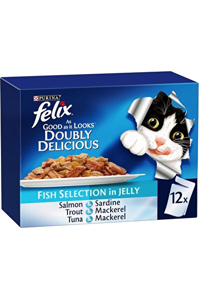 Purina One PURINA Felix Doubly Delicious Fish Selection in Jelly Pouch Wet Cat Food Pack - 12X85G