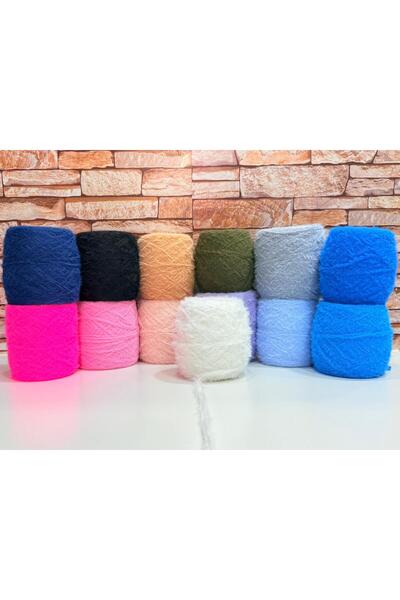 DmrTuhafiye Tavşan Tüyü ip El Örgü İpi 200gr - Beyaz