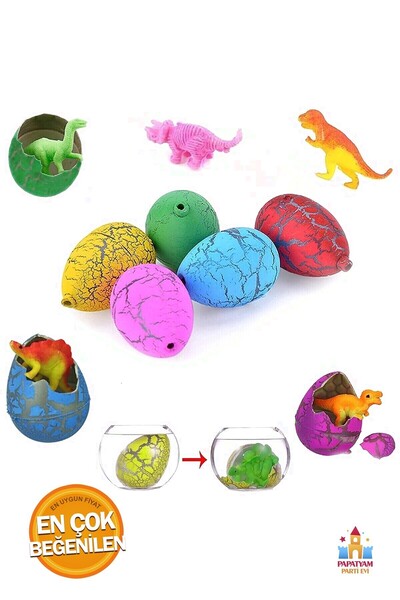 ÇEŞİT SEPETİM Children's Developmental Toys Toy Dinosaur Egg Growing in Water Dinosaur Egg Small Size 4 Pieces