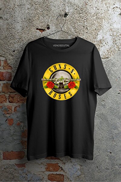 venüsdijital Μαύρο μπλουζάκι με στάμπα Guns N Roses