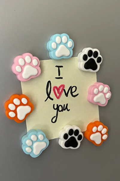 Genç 3D Kedi Patili Magnet | Güçlü Neodyum Mıknatıs | Karışık Renk | Buzdolabı ve Pano İçin | 8 ADET